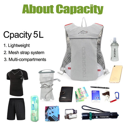 5L Ultralight Outdoor Trail Running Backpack — Hydration Vest with 500ML Water Bottle for Men