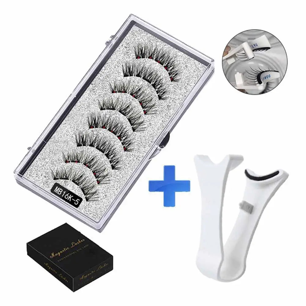 3D Natural Magnetic Eyelashes – 5 Magnetic Lashes with Handmade Gift Box, Reusable Extensions