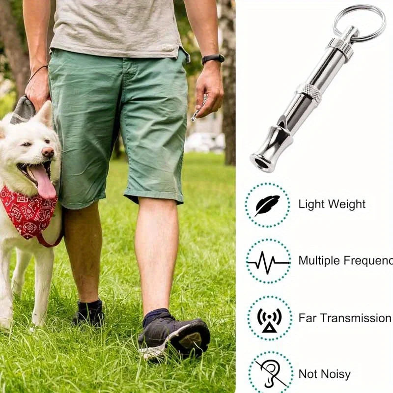 1/2 Pcs Dog Whistle to Stop Barking - Adjustable Sound Pitch with Keychain - Professional Recall Tool for Pet, Puppy, Cat, Dog