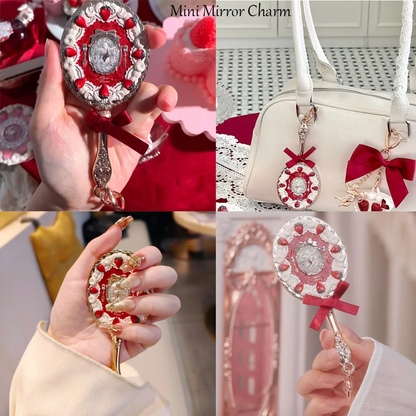 Flower Knows Angel Series Handheld Mirror – White, Black & Pink Compact Mirror