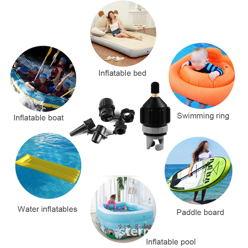 SUP Board Air Valve Adapter Kit — Inflatable Pump Connector for Paddle Boards, Kayaks, Black/Orange
