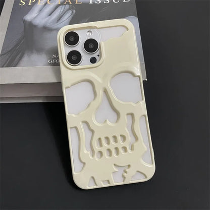 Cool Hollow Skull Ghostface Plating iPhone Case – Heat Dissipation Slim Cover for iPhone 14-17 Pro Max
