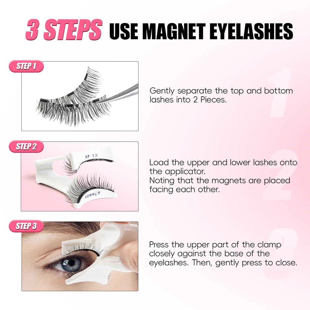 Vipuda Magnetic Eyelashes – Reusable Thick False Lashes with Magnets & Tweezer, Soft Eyelash Extensions