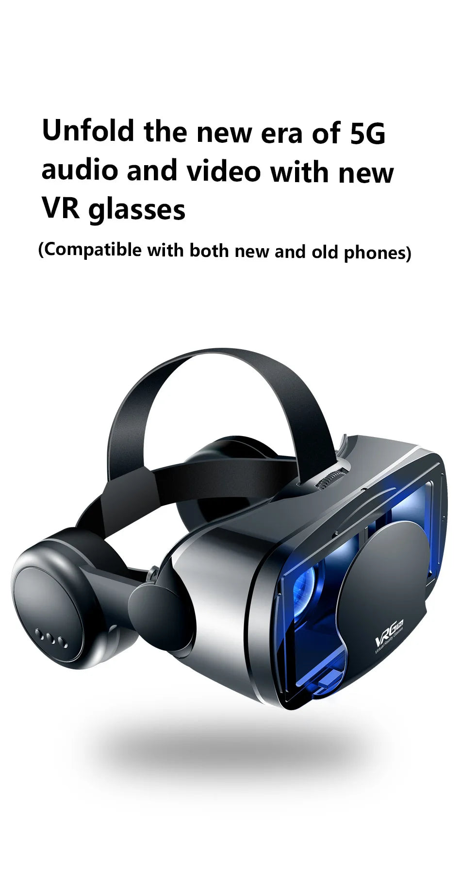 3D VR Headset – Virtual Reality Smart Glasses Helmet for Smartphones with Controllers and 7-Inch Lenses