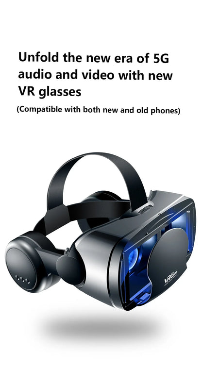 3D VR Headset – Virtual Reality Smart Glasses Helmet for Smartphones with Controllers and 7-Inch Lenses