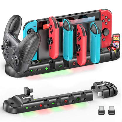 Switch Joy-Con & Pro Controller Fast Charging Dock — 8-Game Slot Station for Nintendo Switch OLED