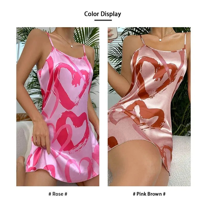 Women’s Sexy Satin Slip Nightdress - Backless Cross Strappy Sleepwear for Luxurious Comfort