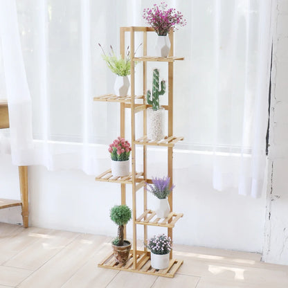 Tall Bamboo Corner Plant Stand Rack – Multi-Tier Flower Holder Shelf for Indoor & Outdoor Use