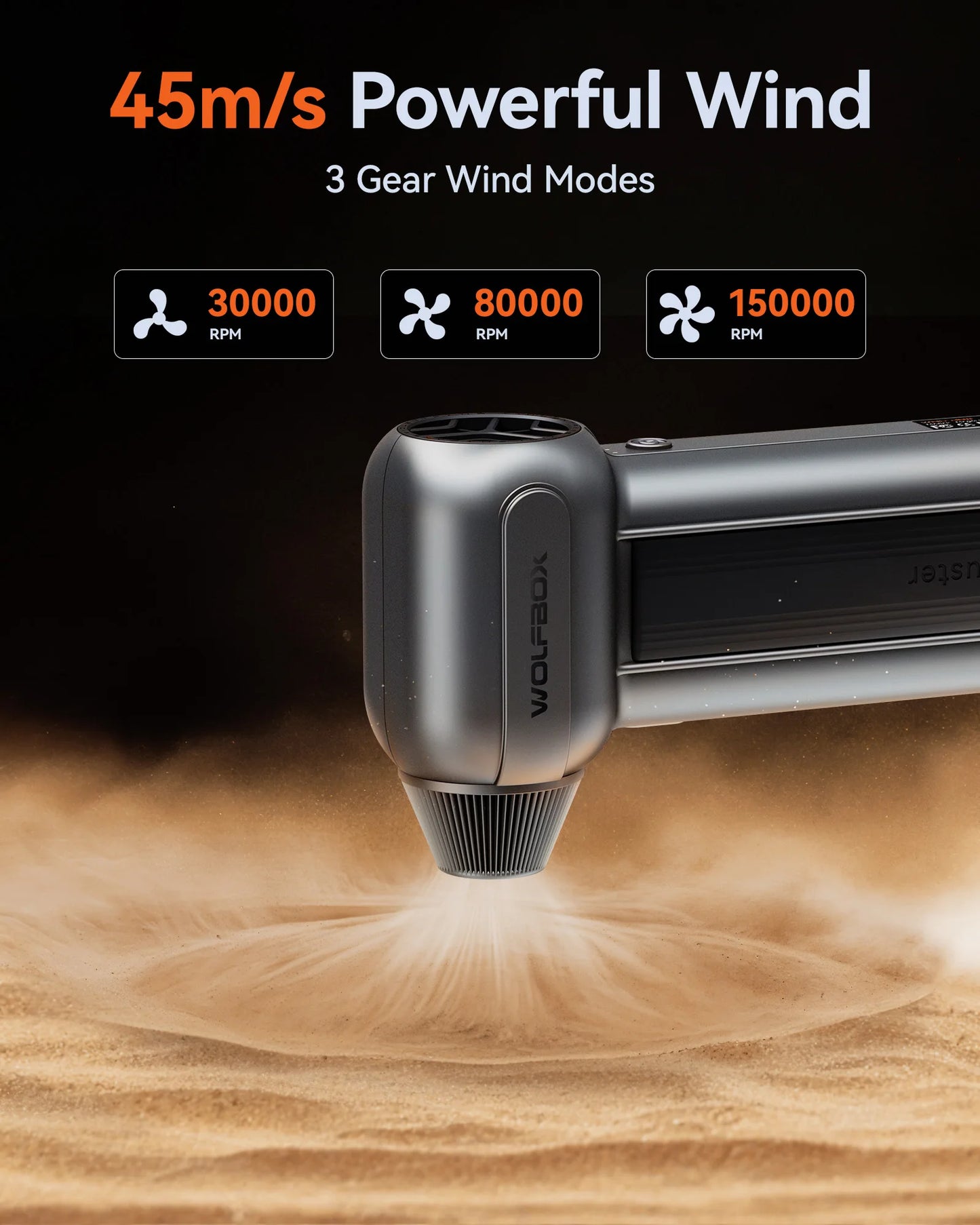 WOLFBOX MF100 Compressed Air Duster – 150000RPM Rechargeable Electric Fan Blower for Cleaning with Long Battery Life