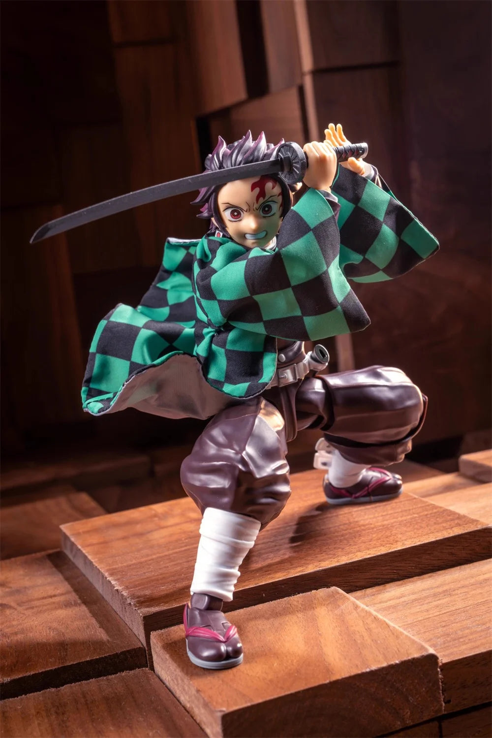 1/12 Scale Demon Slayer Action Figure – Tomioka Giyuu & Kamado Tanjirou with Grid Cloak Kimono for 6" Body Models