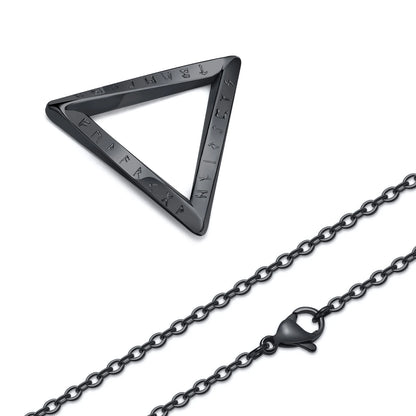 Vnox Norse Viking Pendant Necklace – Twisted Stainless Steel Mobius Triangle, Vegvisir & Valknut Geometric Charm