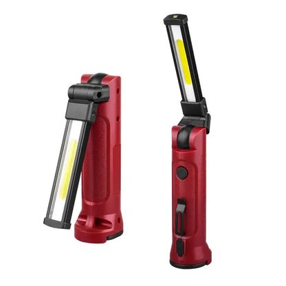 COB Work Light – 180° Folding USB Rechargeable Flashlight with Hanging Hook & Magnetic Base for Camping & Emergency Repair