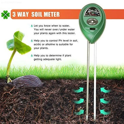 3 in 1 Soil pH Meter - Sunlight, Moisture & pH Tester for Garden Plants, Acidity & Humidity Monitor Detector