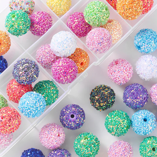 20PCS Sparkling Water Diamond Beads – 16mm Disco Ball Style Crystal Beads, Thick Bubblegum Spheres for Color Mixing & Crafts