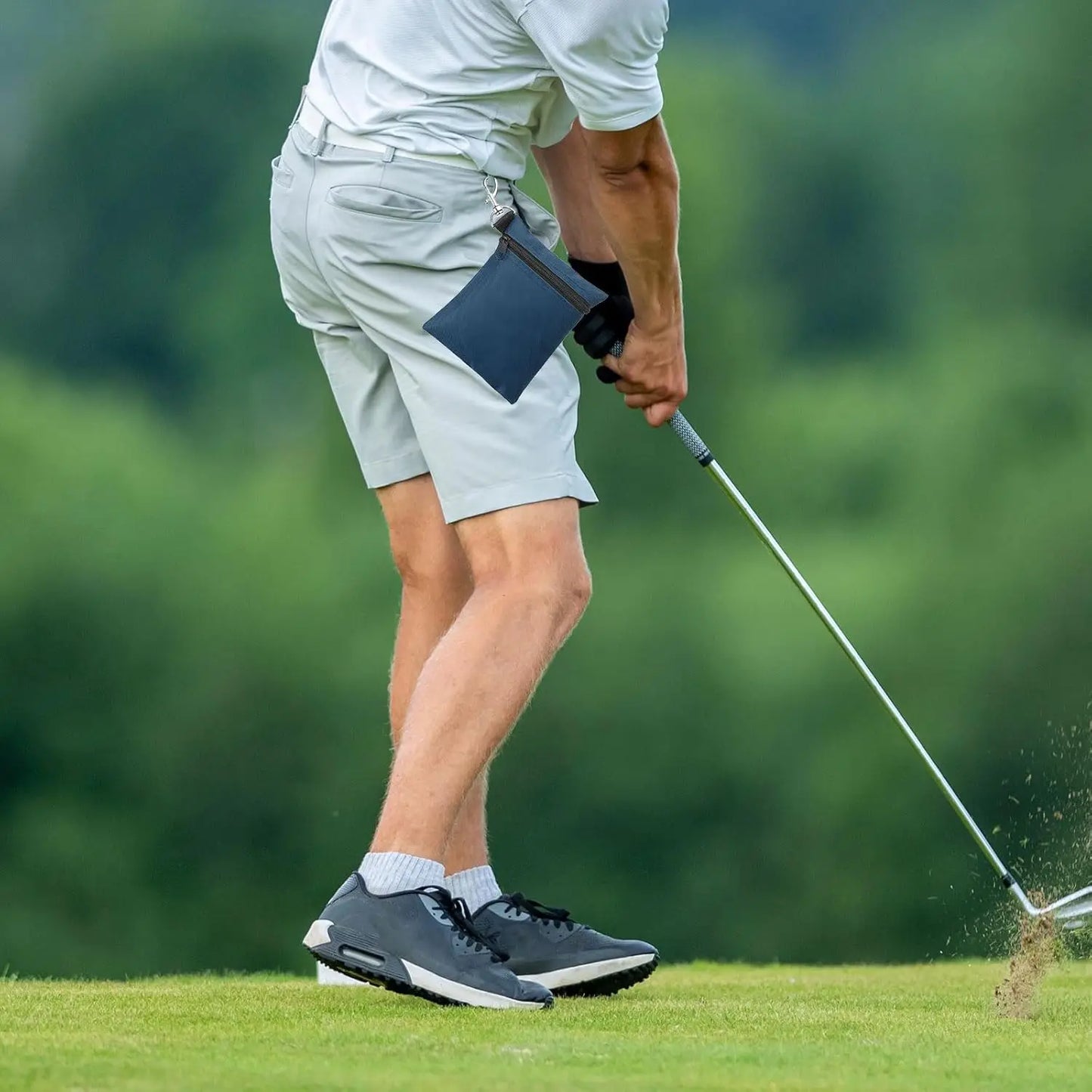 Golf Tee Pouch – Zipper Golf Ball Bag with Metal Lobster Claw Clip for Men & Women, Valuables Holder