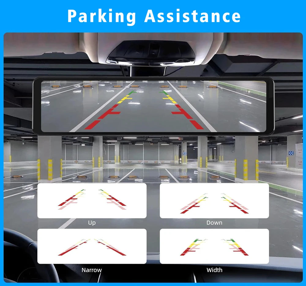 11.26" 4K 2160P Car DVR Dash Cam – CarPlay, Android Auto, GPS, WiFi, Bluetooth, FM, Rear View Mirror Camera & Drive Recorder