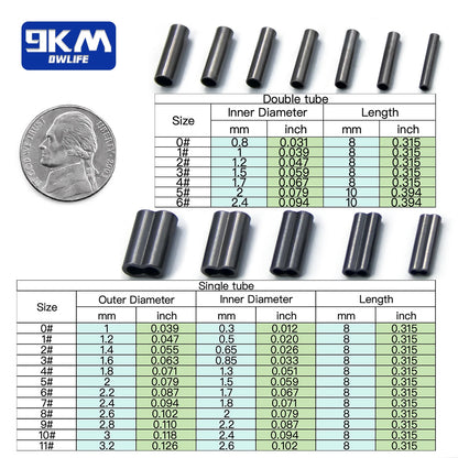 50-200pcs Brass Fishing Wire Tubes – Single & Double Barrel Crimp Sleeves, Line Connectors & Fishing Accessories