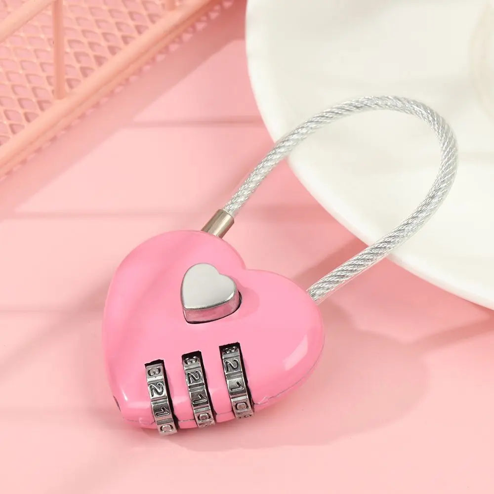Heart-Shaped 3-Digit Password Lock – Travel Luggage & Suitcase Padlock for Security & Drawer Protection