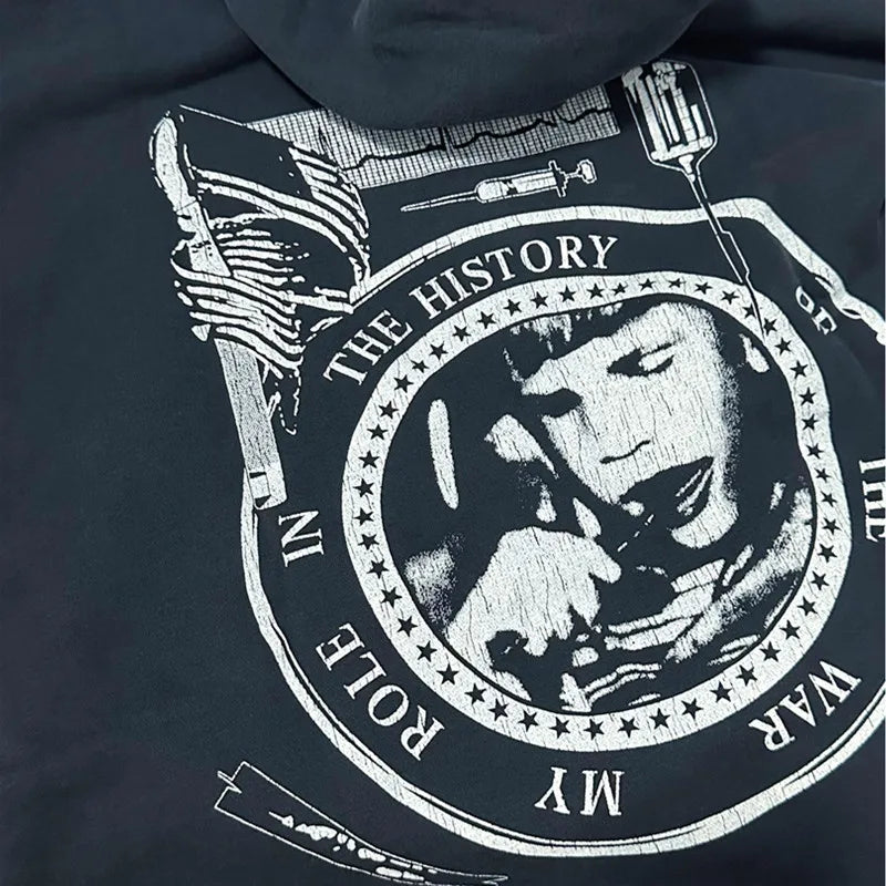 2025SS Ripped E.R.D. Hoodie – Men & Women Slogan Print Short Wide Sweatshirt