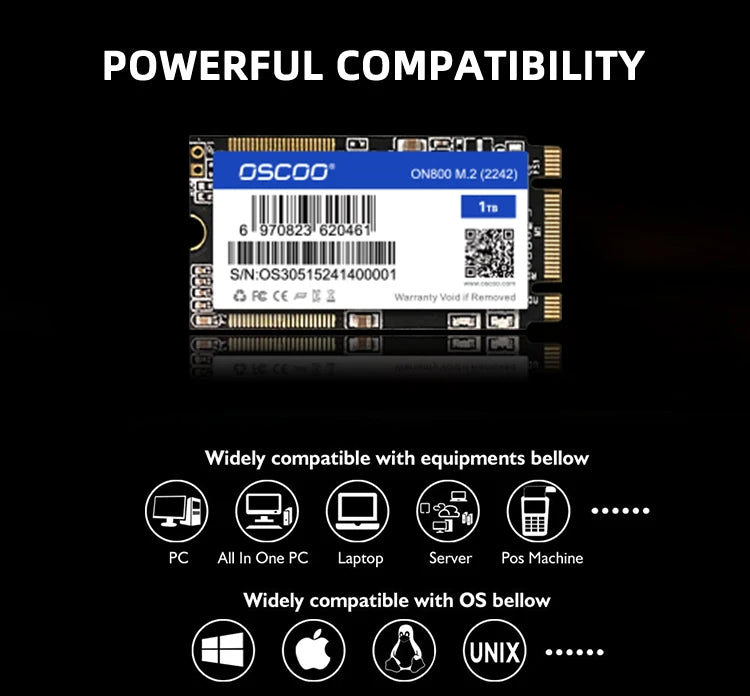 OSCOO M.2 SATA3.0 SSD — 2242mm NGFF 128GB-2TB Internal Solid State Dri ...