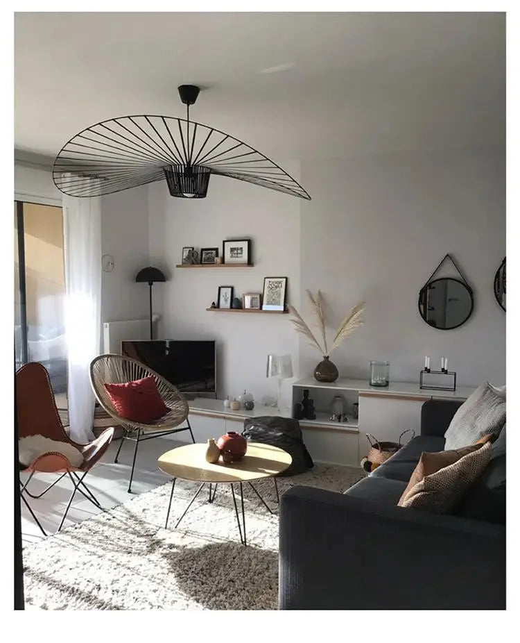 Italian Cross-Border Nordic Straw Hat Fabric Lamp — Modern Designer Art Lamp for Restaurant & Living Bedroom