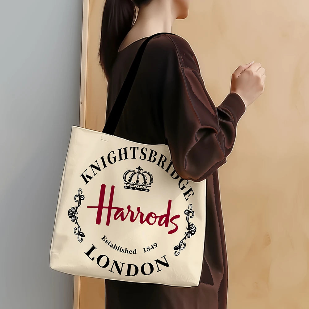 Harrods Knightsbridge London Grocery Tote Bag – Durable Shopping & Work Bag