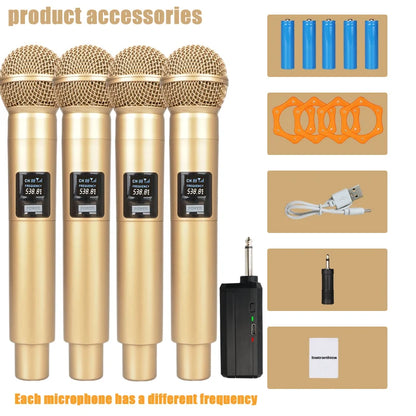 Gold 2.4GHz Wireless Handheld Microphone – Dynamic DJ Recording & Mixer Mic