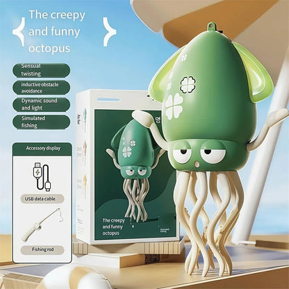Electric Dancing Squid Toy – Auto-Sensing, Obstacle-Avoidance Interactive Pet with Music & Lights, Rechargeable Gift
