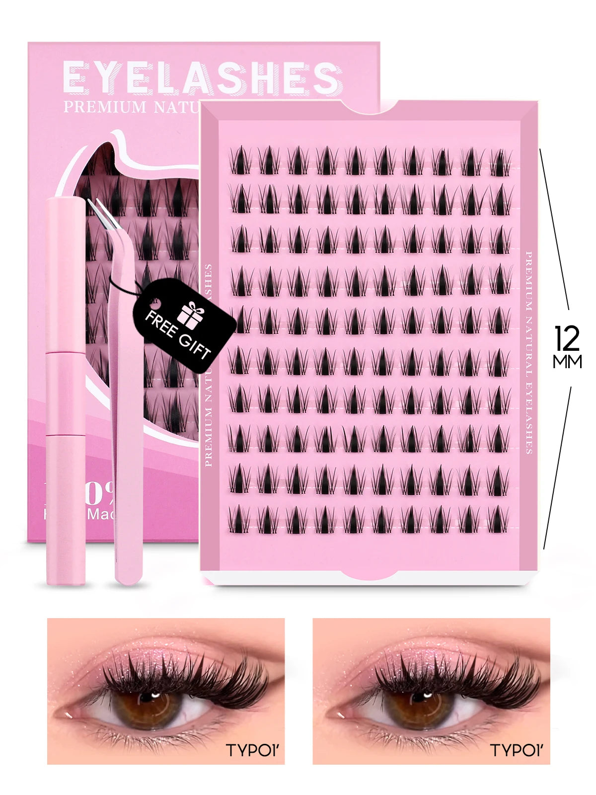 GROINNEYA Eyelash Clusters Kit – DIY Lash Extension with Bond & Seal, Waterproof Strong Hold & Tweezers