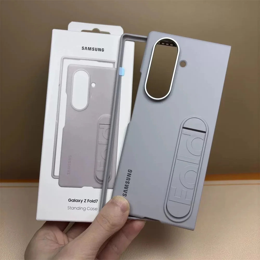 Luxury Standable Matte Silicone Phone Case for Samsung Galaxy Z Fold 6-7 – Skin Feel Full-Back Protective Cover