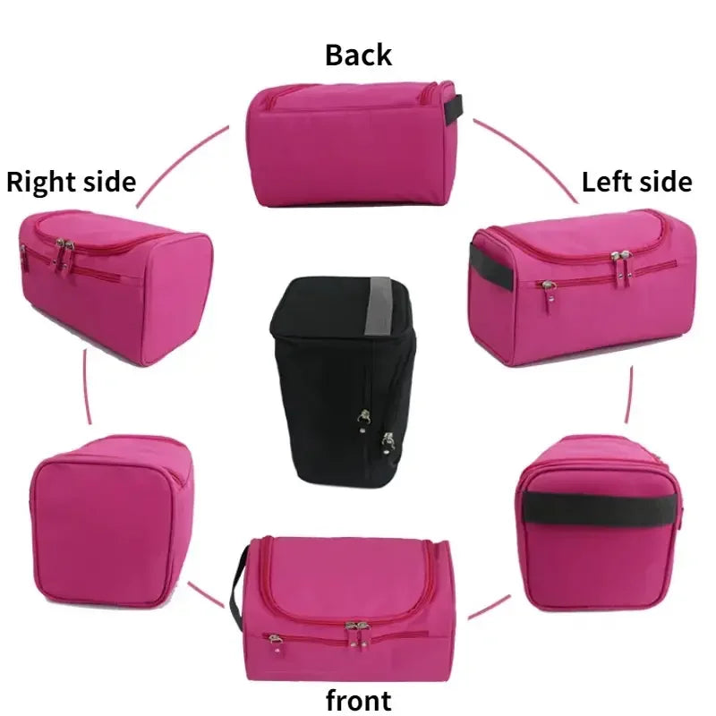Portable Polyester Travel Cosmetic Bag: Waterproof Toiletries Organizer with Zipper