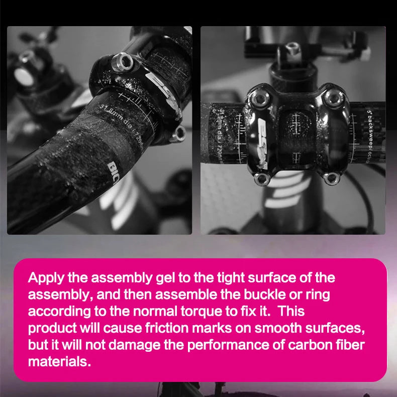 Carbon Fiber Gel Assembly Paste – Non-Slip Lube for Handlebars & Seat Posts, Fits All Bike Types