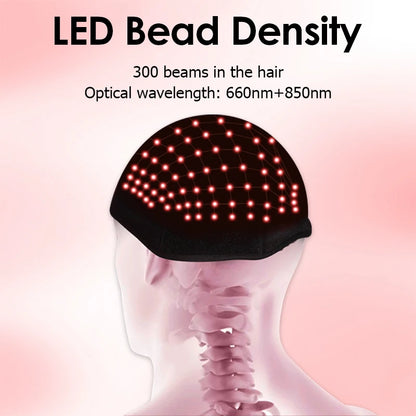 Red Light Therapy Hair Growth Cap – 660nm & 850nm Infrared Device for Hair Loss Treatment with USB Charging