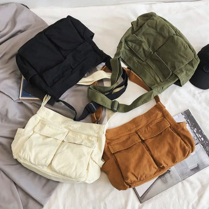 Vintage Canvas Handbag: Women's Teenager Shoulder Tote Messenger Bag - Casual Crossbody Purse for Ladies