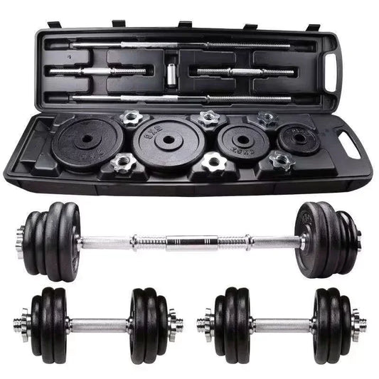 10-30kg Adjustable Cast Iron Dumbbells Set with Box – Black Gym & Home Weightlifting Barbell Connectable