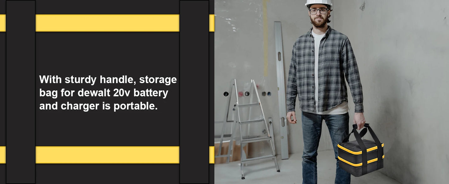 Large Battery Storage Bag for DEWALT & Milwaukee 12V-20V – Tool Battery & Charger Carrying Case (Box Only)