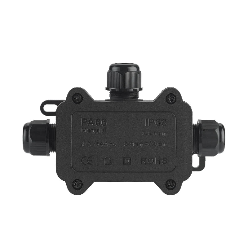 IP68 Outdoor Waterproof Junction Box - Black 3 Way Mini Connector Box ...