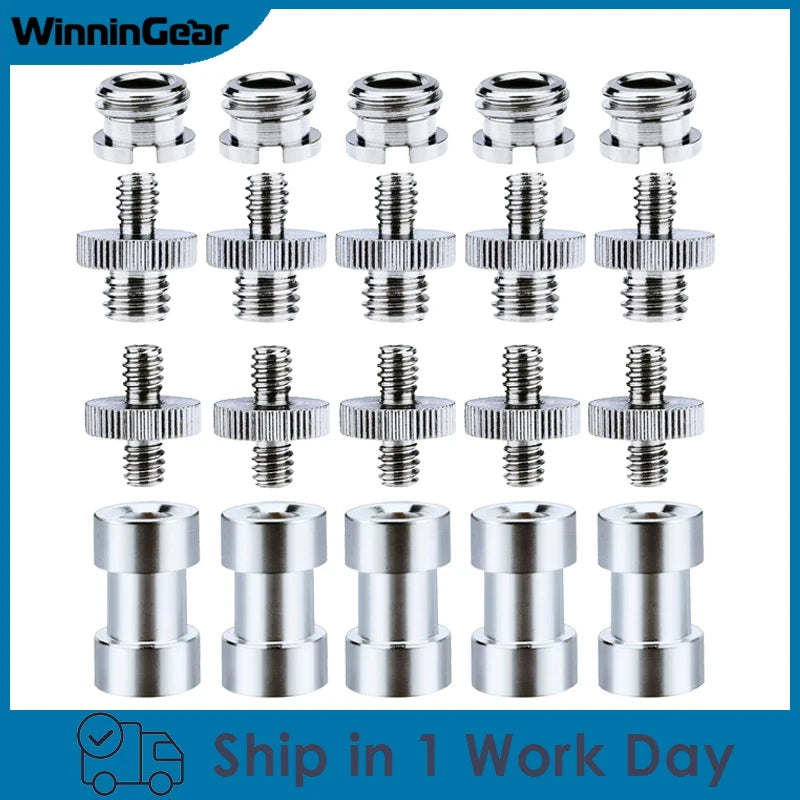 1/4" to 3/8" Female Screw Adapter – Metal Spigot Stud Male Converter for Flash, Light, Tripod & Photo Studio Accessories