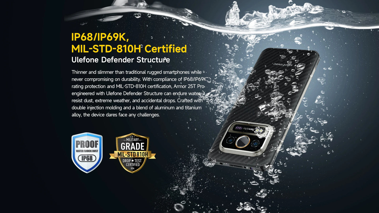 Ulefone Armor 25T Pro 5G Rugged Phone - Thermal Imaging, Android 14, 33W Fast Charging, 50MP+64MP, NFC, Waterproof Smartphone
