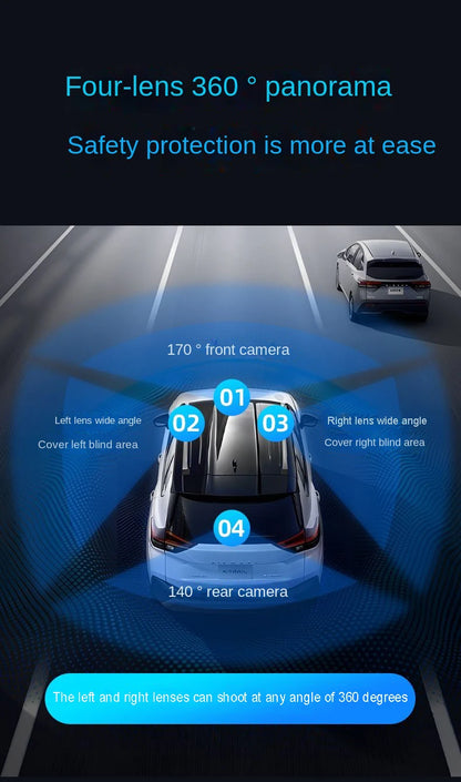 4 Channel Hidden Tachograph 4K Ultra HD Mini Dash Cam – Four Cameras with Rear View DVR, 24H Parking Monitor, BlackBox Video Recorder