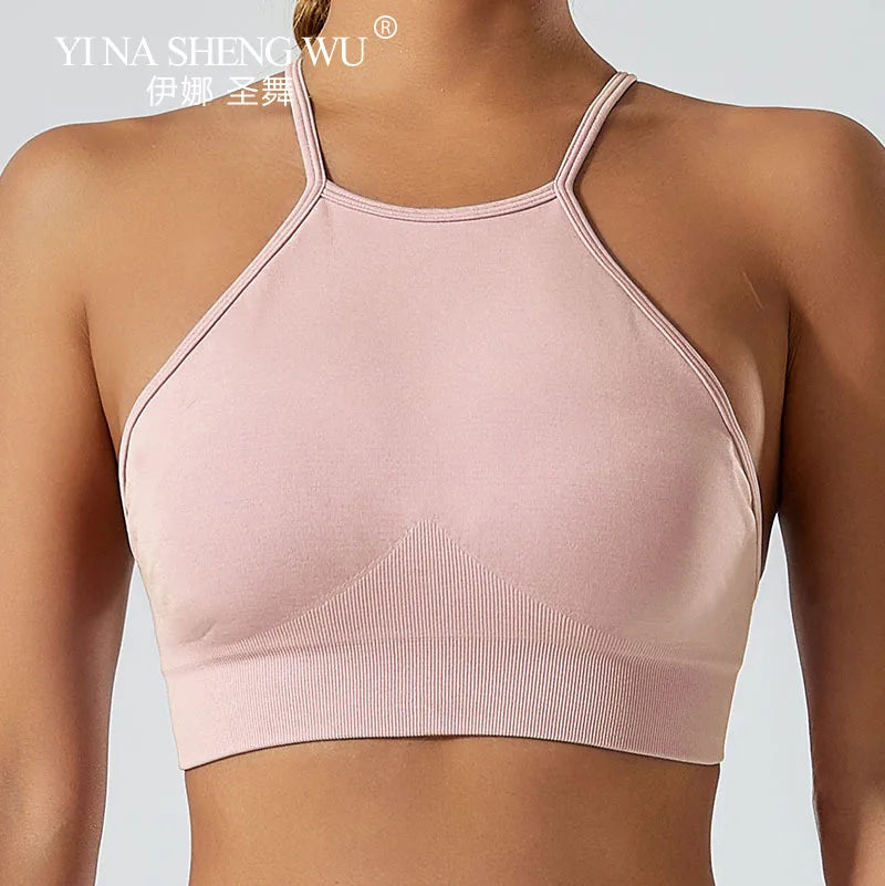 Women’s Shockproof Fitness Sports Bra – Push-Up Crop Top for Gym, Yoga & Workout