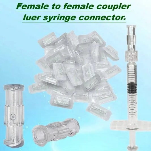 10–1000PCS Luer Syringe Connectors — Sterile Female-to-Female Double Joint Coupler with Individual Packaging