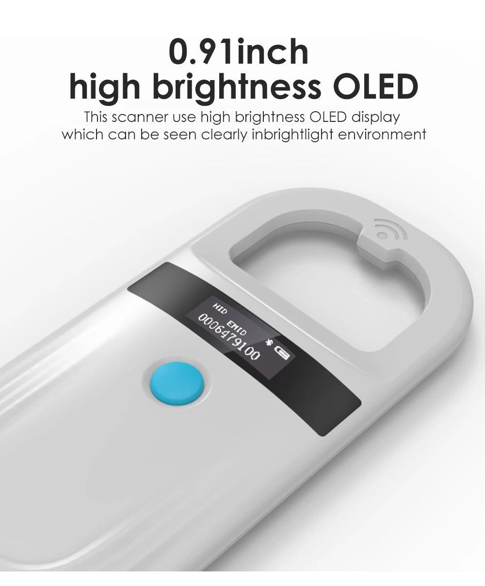 Handheld Animal RFID Reader - 134.2KHz & 125kHz Pet Microchip Scanner, USB/Bluetooth Tag Reader for Cats & Dogs with Tags