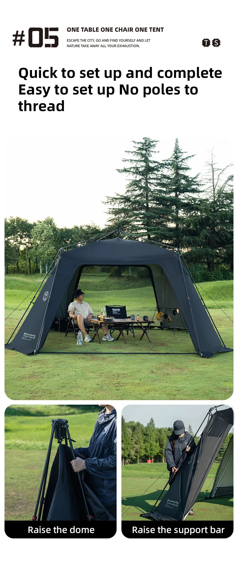 ShineTrip Oversized Dome Tent – Quick Setup, Waterproof & Sunproof Silver-Coated Canopy for Camping (05 Series)