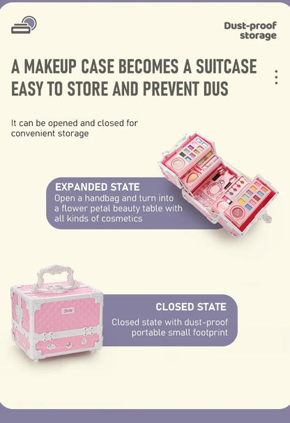 49 Piece Kids Makeup Kit for Little Girls – Washable Real Princess Makeup Set with Cosmetic Case, Birthday Gift Play Set