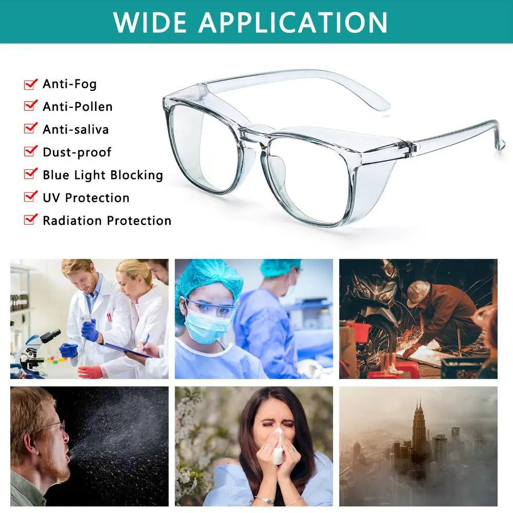 Safety Glasses with UV400 Protection - Anti-Fog, Blue Light Blocking, Anti-Saliva, Dust-Proof Goggles for Men & Women