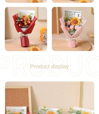 Handmade Artificial Flower Crochet Bouquet – Sunflower & Daisy Eternal Flowers, Anniversary, Mother’s Day & Birthday Gift