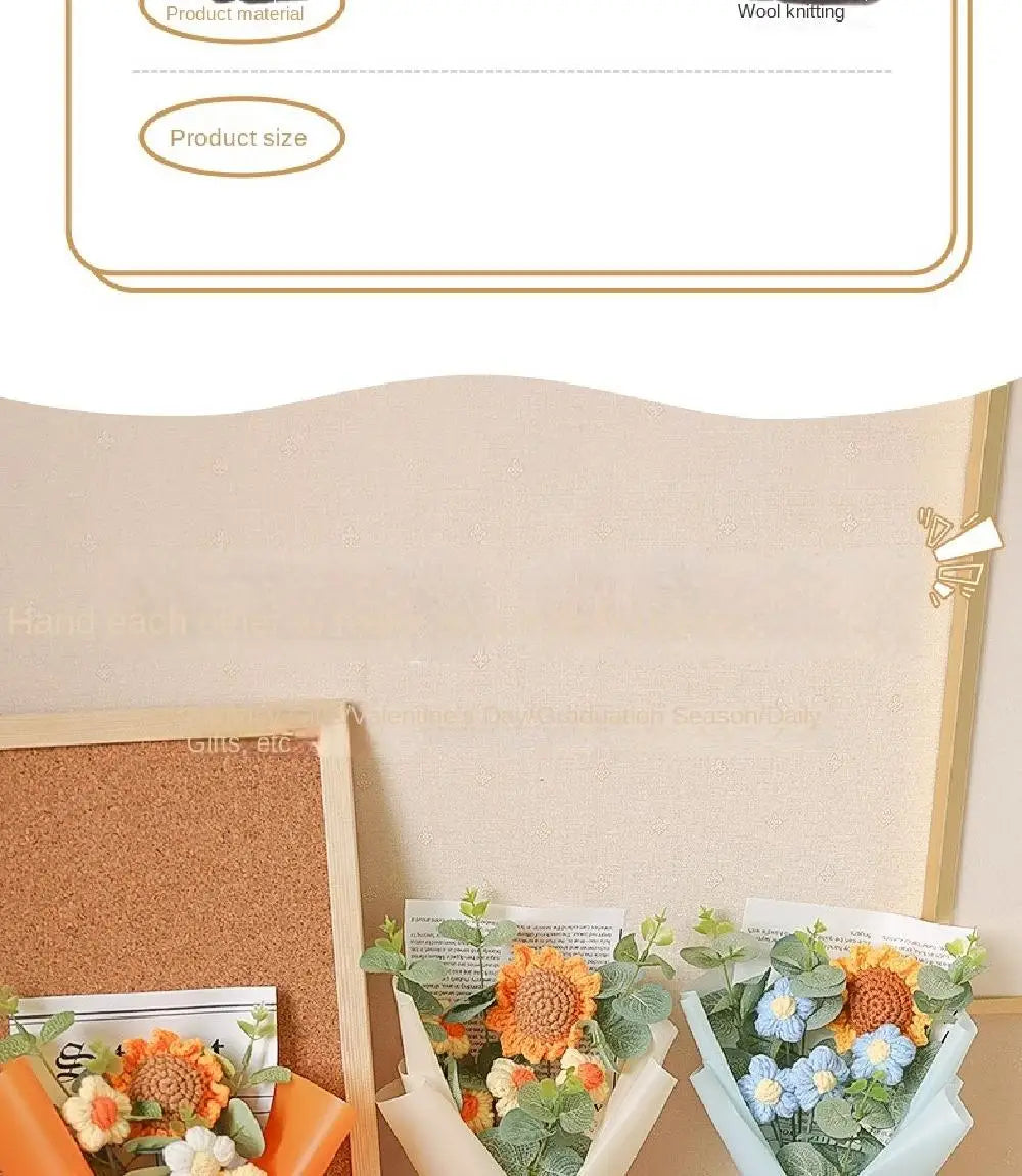 Handmade Artificial Flower Crochet Bouquet – Sunflower & Daisy Eternal Flowers, Anniversary, Mother’s Day & Birthday Gift