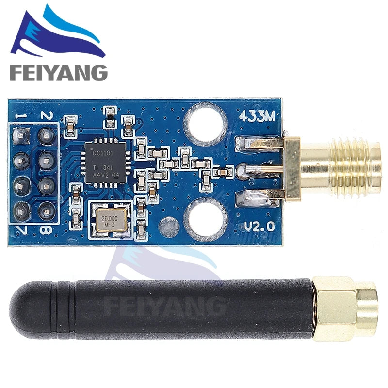 CC1101 433MHz Wireless Transceiver Module — SMA Antenna, Arduino-Compatible Wireless Communication Module