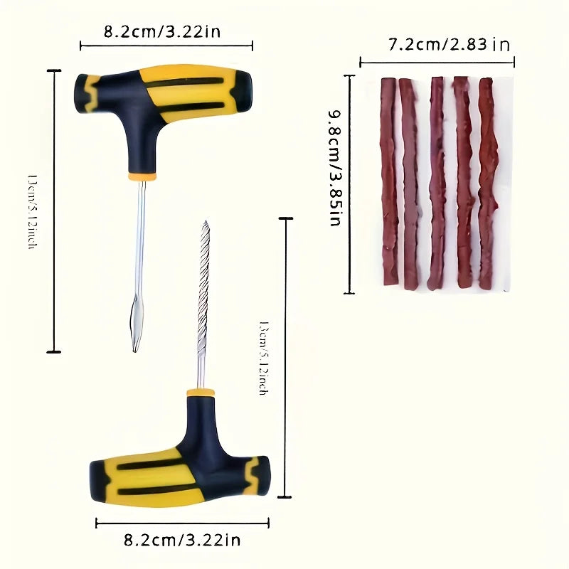 Universal Vacuum Tire Repair Kit — Portable Emergency Puncture Fix for Car, Motorcycle, Bike, Truck & SUV, With or Without Glue
